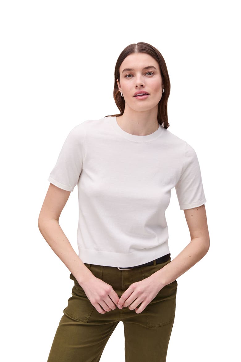 Washable Cotton Silk Tee, Alternate, color, Coconut Milk