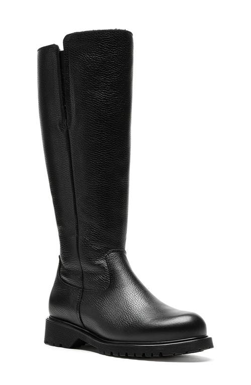 La Canadienne Helene Genuine Shearling Lined Waterproof Knee High Boot in Black Pebble Leather