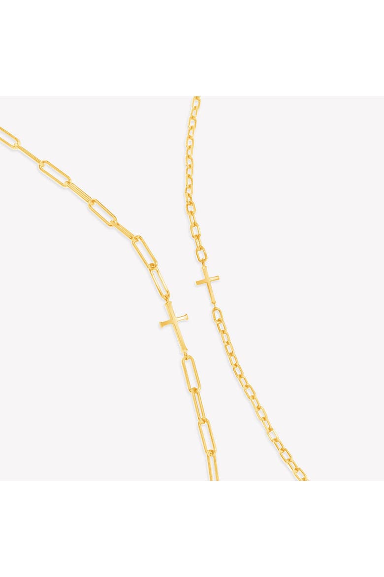 Mini Chain Breaker Cross Necklace, Alternate, color, 18k Gold Plated