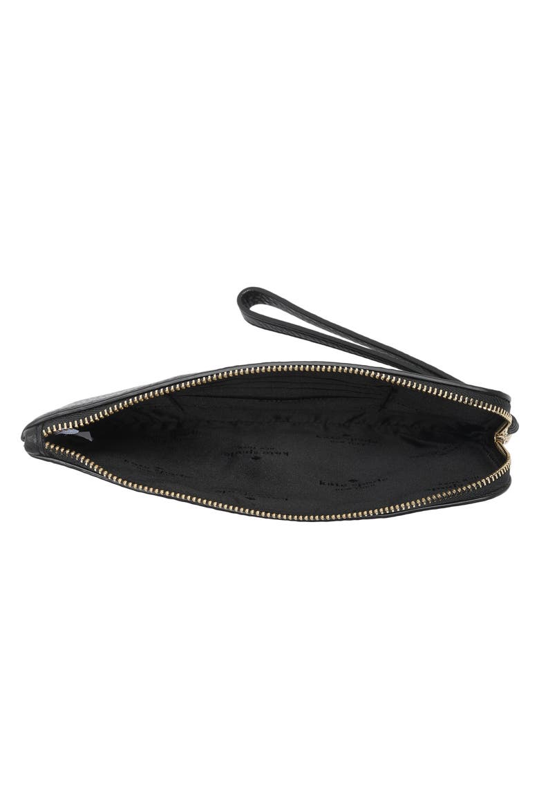 leila pebbled leather medium pouch, Alternate, color, BLACK