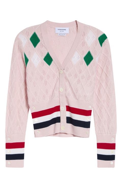 Argyle Intarsia Cashmere Pointelle Cardigan