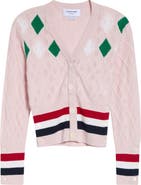 Thom Browne Argyle Intarsia Cashmere Pointelle Cardigan