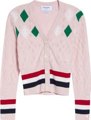 Thom Browne Argyle Intarsia Cashmere Pointelle Cardigan