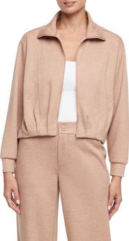 Three Dots Bubble Hem Full Zip Jacket