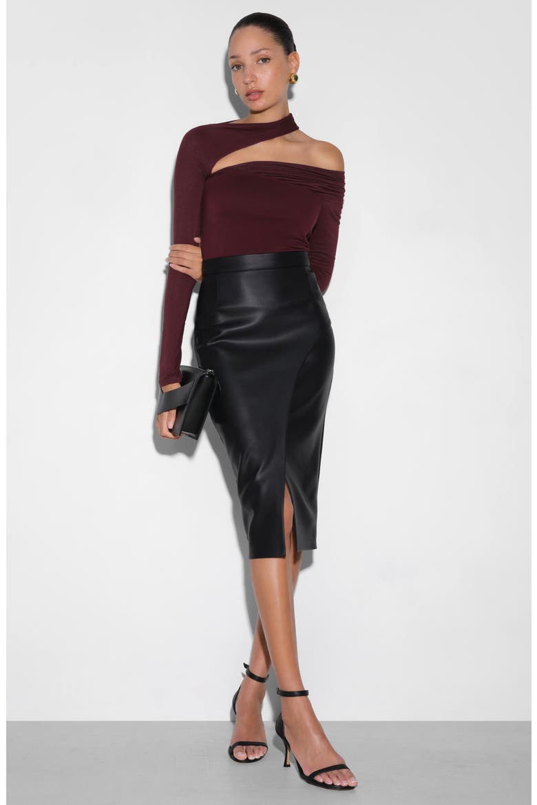 Zola Cutout Stretch Top, Alternate, color, BURGUNDY