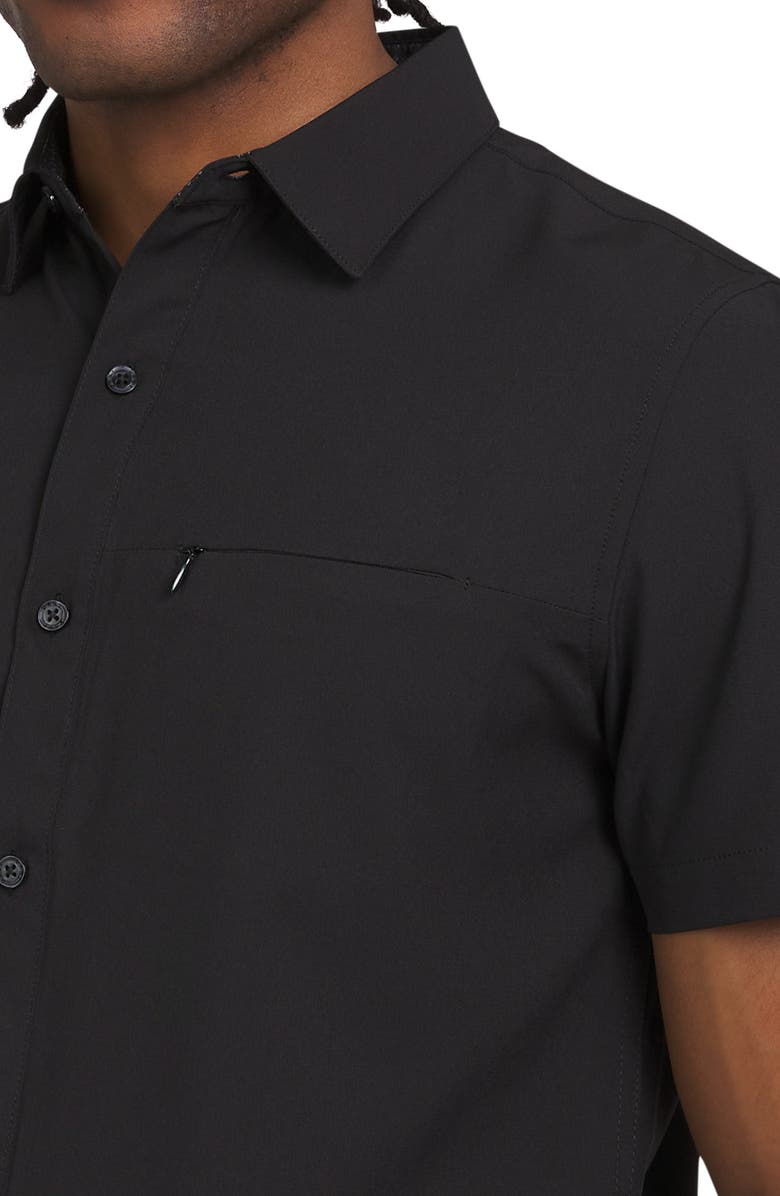 DKNY SPORTSWEAR Lenox Short Sleeve Button-Up Shirt, Alternate, color, Black