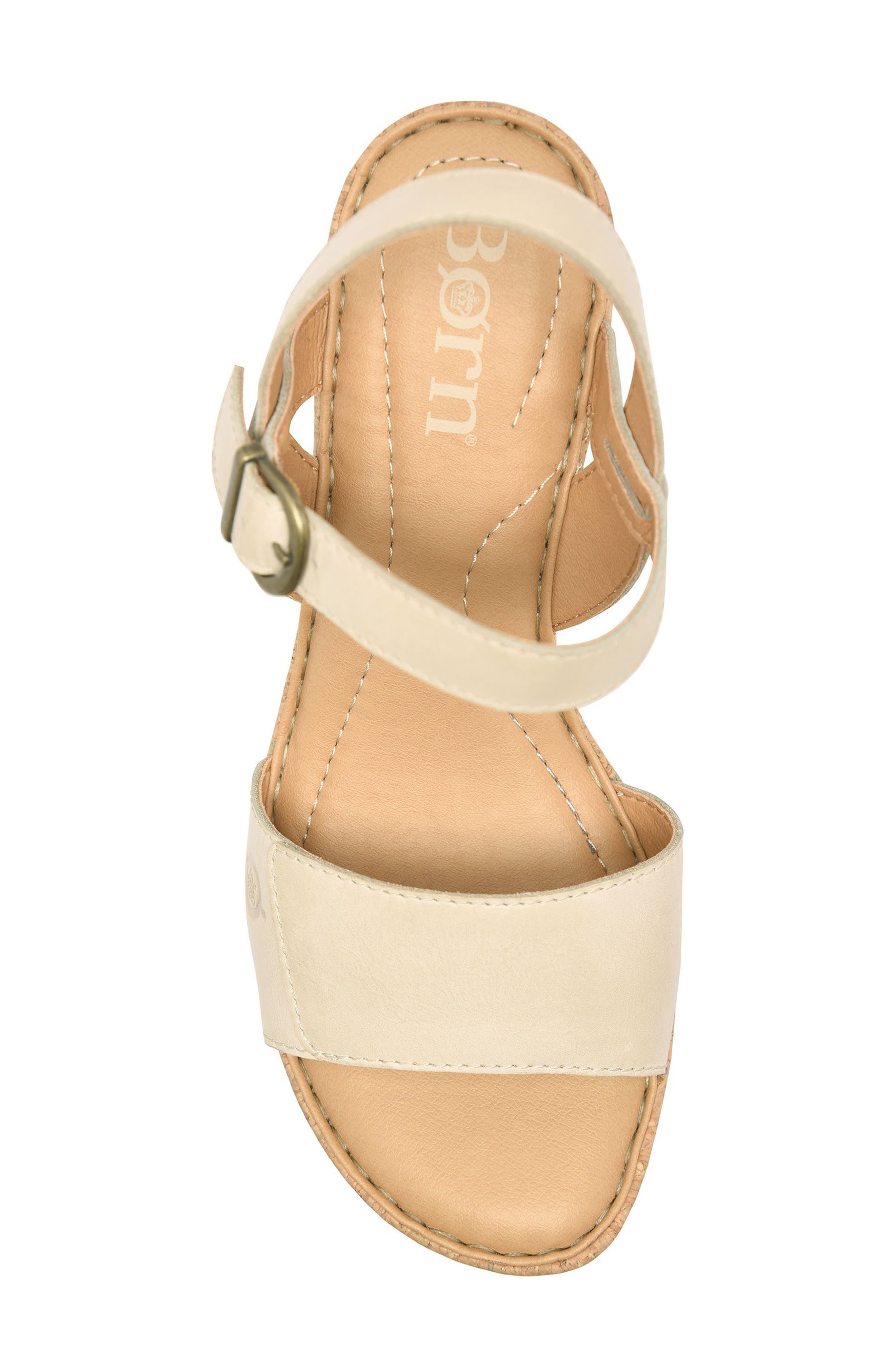 Børn Janine Platform Wedge Sandal, Alternate, color, Cream Leather