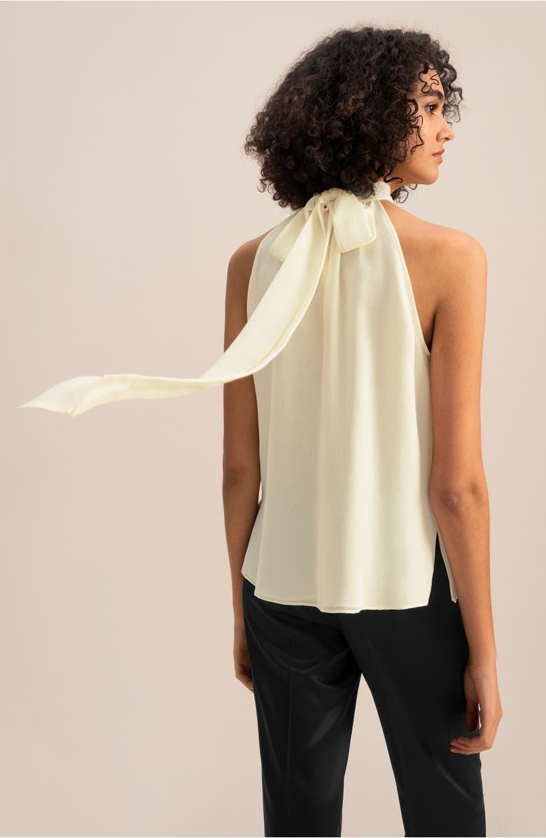 Lilysilk Silk Georgette Halter Neck Top, Alternate, color, Lily White