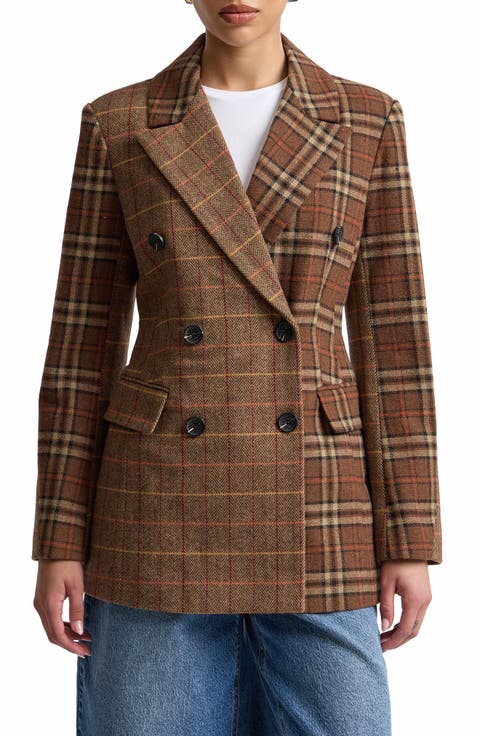 Mixed Plaid Hourglass Jacket