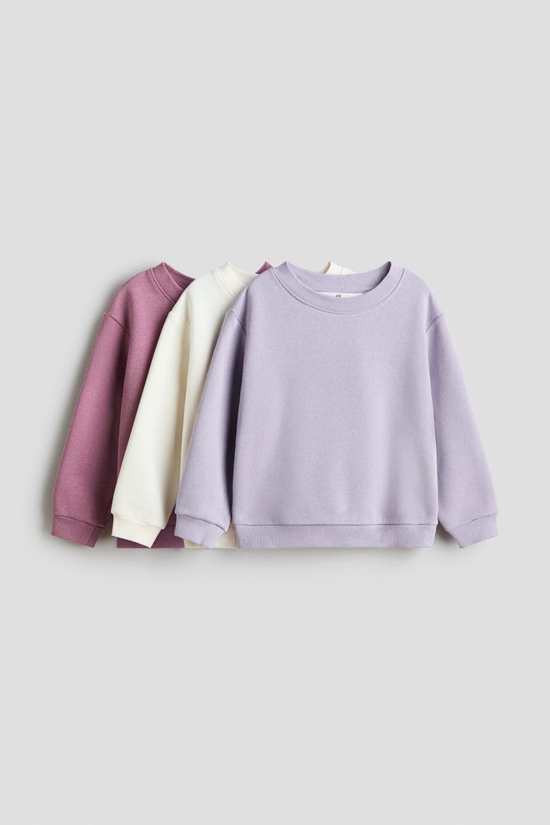 3-pack Brushed-inside Sweatshirts, Main, color, Light purple/dusty rose