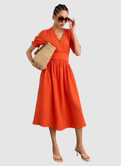 Bella Organic Cheesecloth Midi Dress