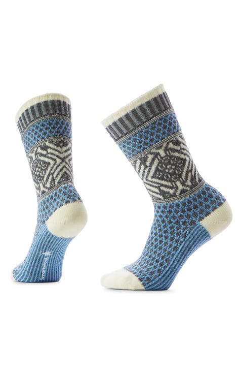 Everyday Cozy Popcorn Snowflake Merino Wool Blend Crew Socks