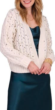 SAACHI Faux Pearl Knit Cardigan