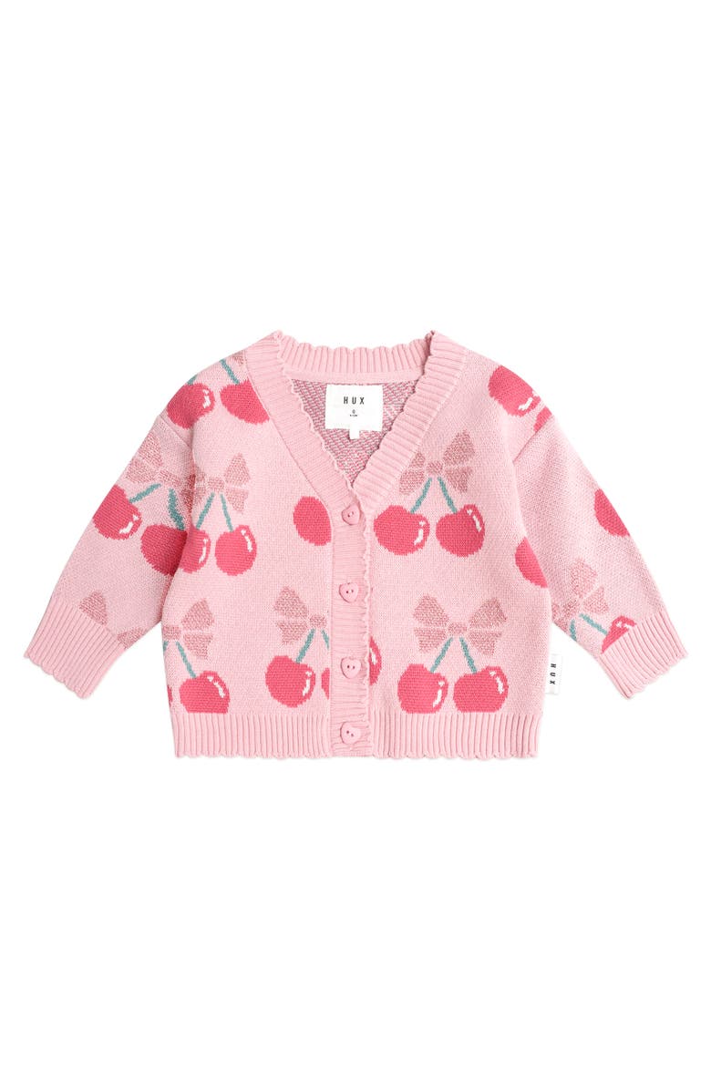 Huxbaby Cherry Pie Scalloped Knit Cardi, Main, color, Apricot
