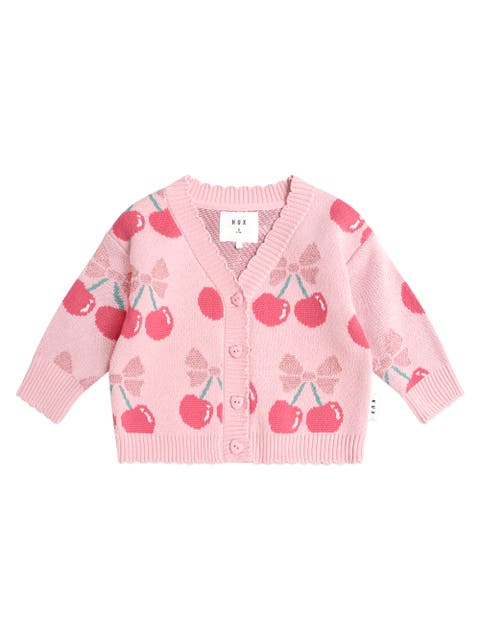 Cherry Pie Scalloped Knit Cardi (Toddler, Little Kid, Big Kid)