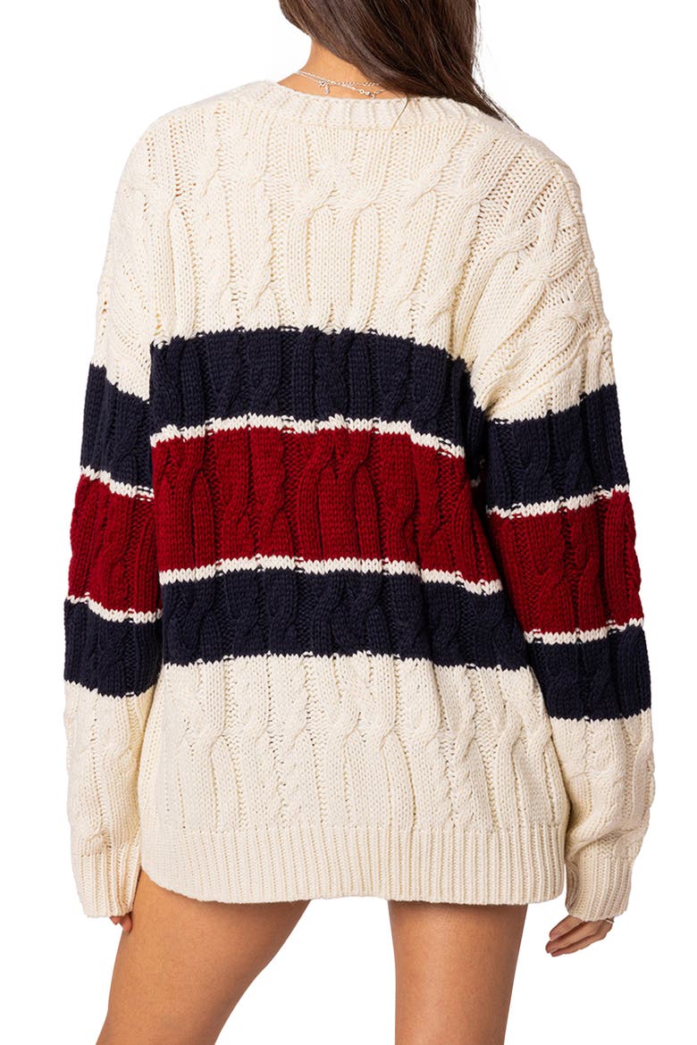 Tinsley Oversize Cable Stitch Cardigan, Alternate, color, CREAM