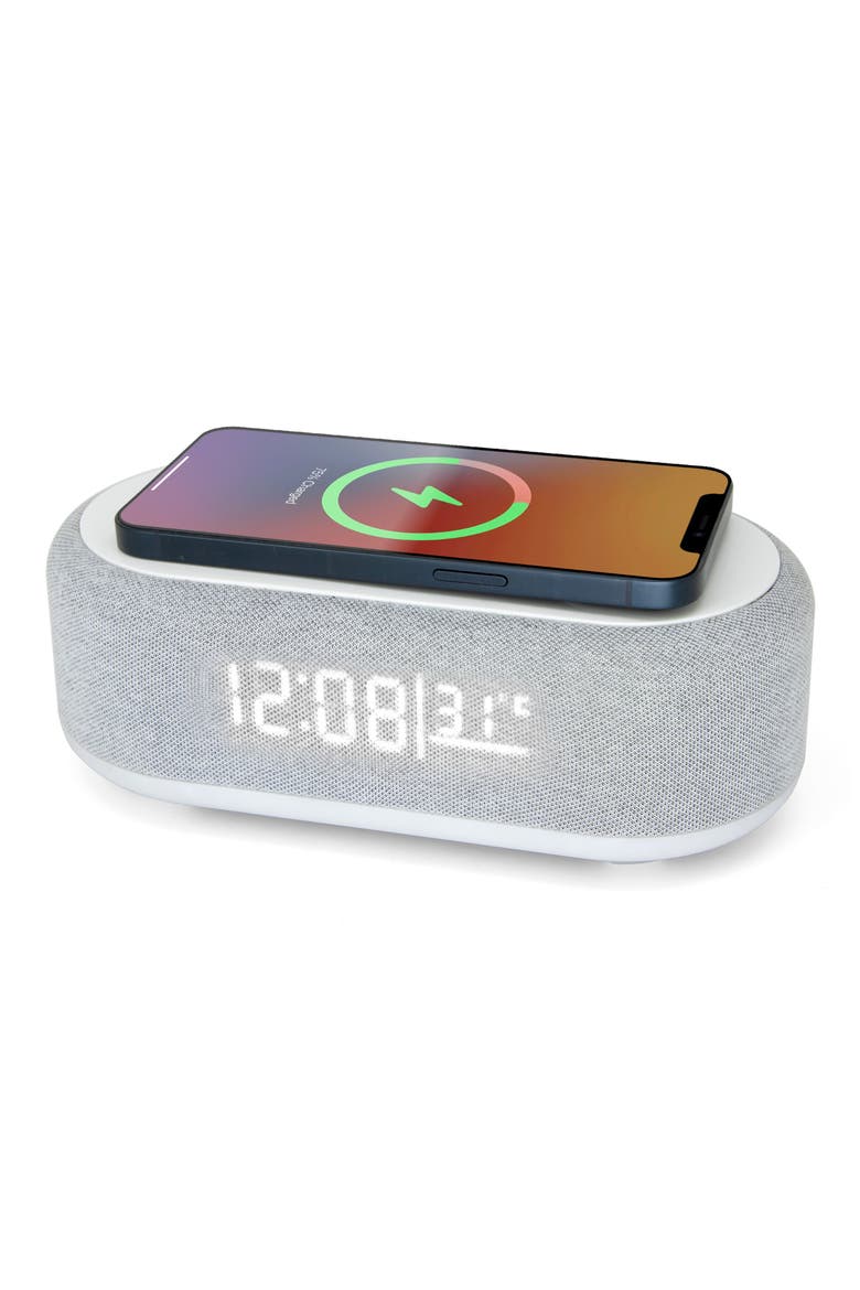 Wireless Speaker Alarm Clock, Alternate, color, GRAY
