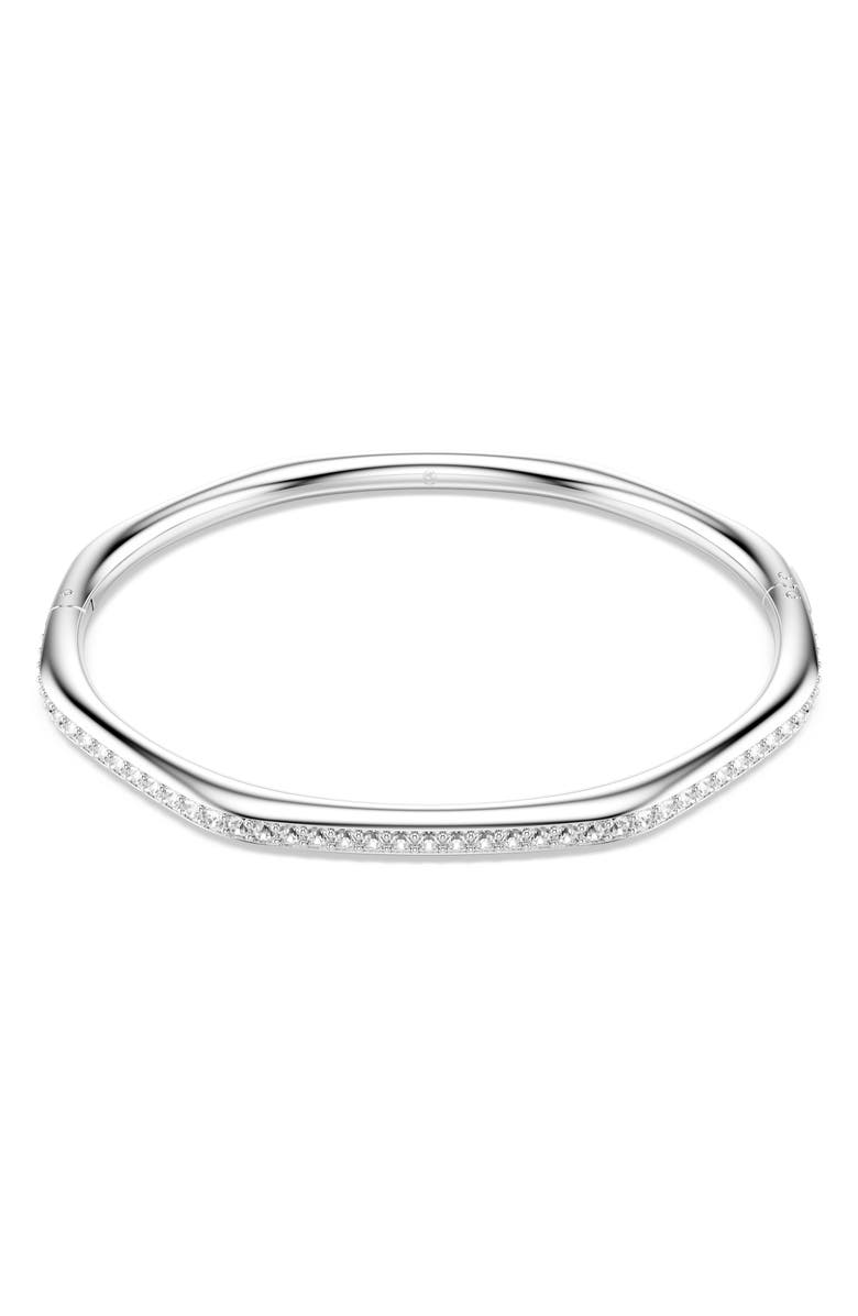 Swarovski Dextera Crystal Bangle, Main, color, Rhodium