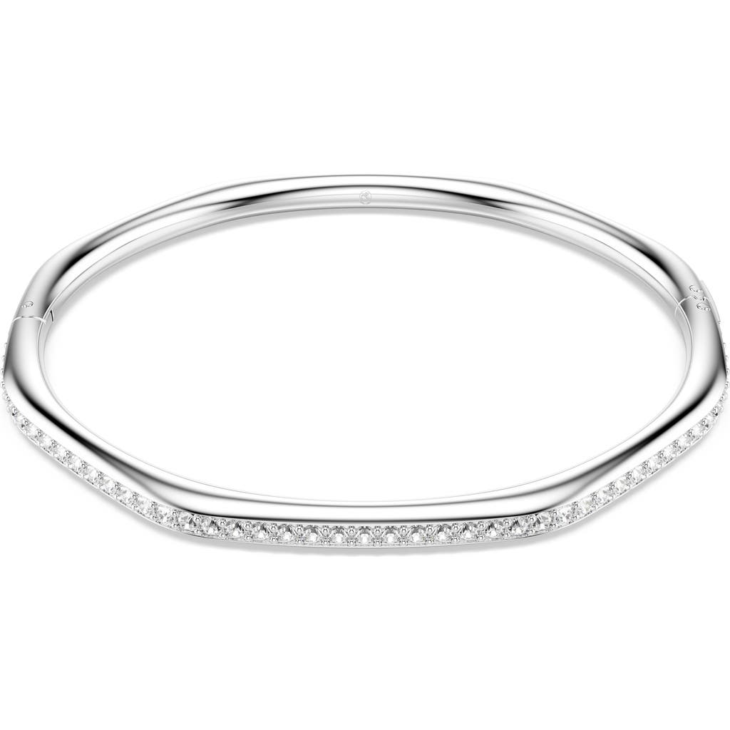 Swarovski Dextera Pave Crystal Geometric Bangle Bracelet In Silver