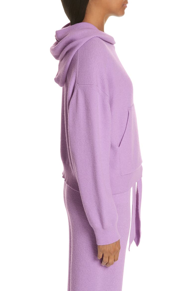 Merino Wool & Cashmere Blend Crop Hoodie, Alternate, color, LAVENDER