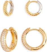 Nordstrom Set of 2 Cubic Zirconia Huggie Hoop Earrings