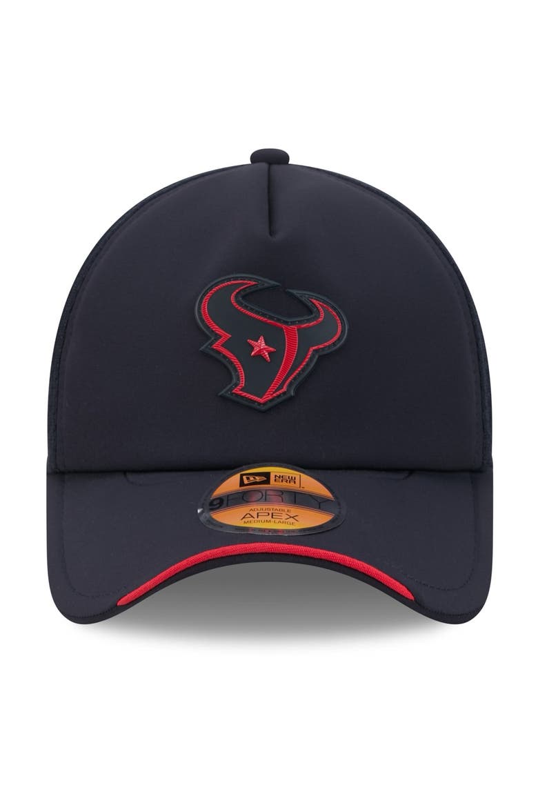 Men's New Era Navy Houston Texans 2026 Sideline Apex 9FORTY Adjustable Trucker Hat, Alternate, color, Navy