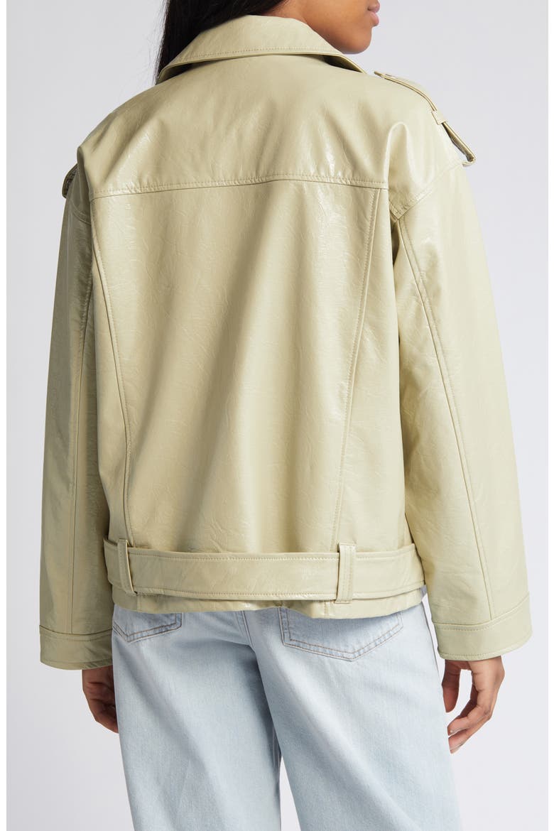 Kane Paulina Faux Leather Moto Jacket, Alternate, color, EUCALYPTUS