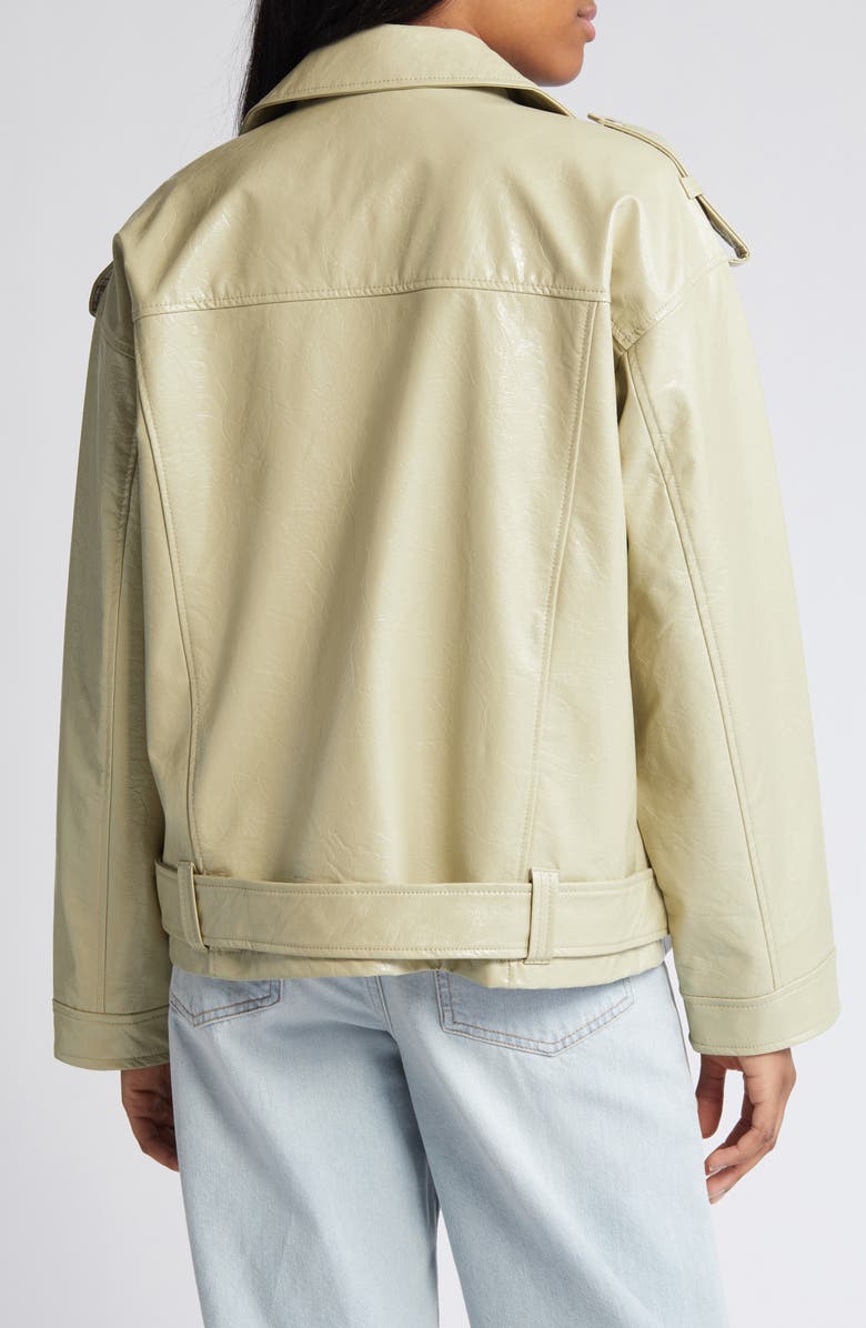 Noisy may Kane Paulina Faux Leather Moto Jacket, Alternate, color, Eucalyptus