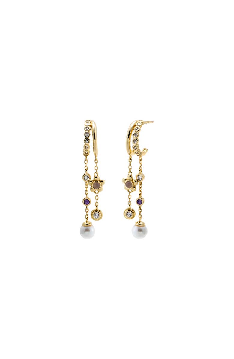 BY ADINA EDEN Multi Charm Pearl Drop Earring, Main, color, Multi-Color