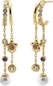 BY ADINA EDEN Multi Charm Pearl Drop Earring