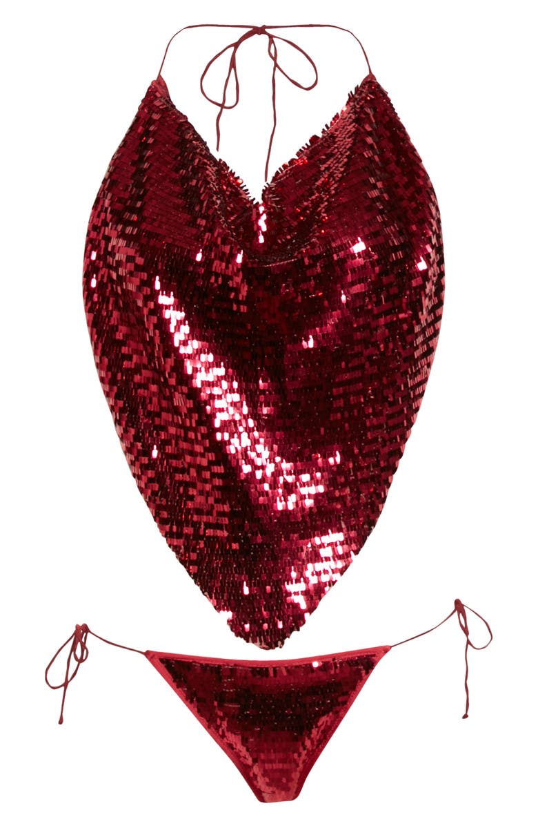 Oséree Sequin Bandana Two-Piece Swimsuit, Alternate, color, 