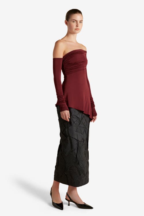Marina Moscone Jersey One-shoulder Draped Top In Red