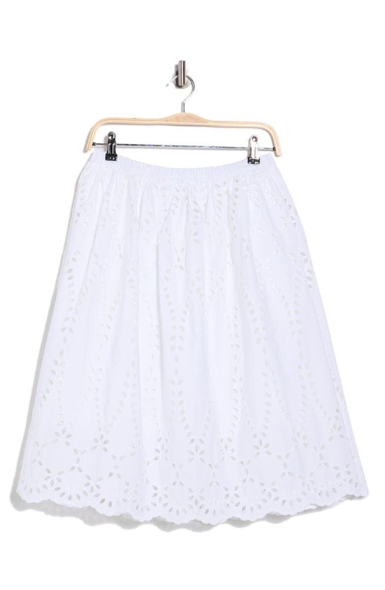 Frank & Eileen Gracie Cotton Eyelet Midi Skirt, Main, color, White Eyelet