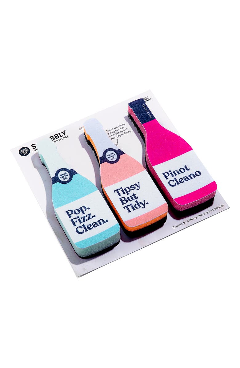 Wine Wash Co. 3-Piece Scubbly Kitchen Sponge Set, Alternate, color, 