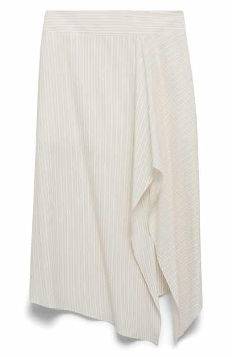 MANGO Stripe Asymmetric Midi Skirt