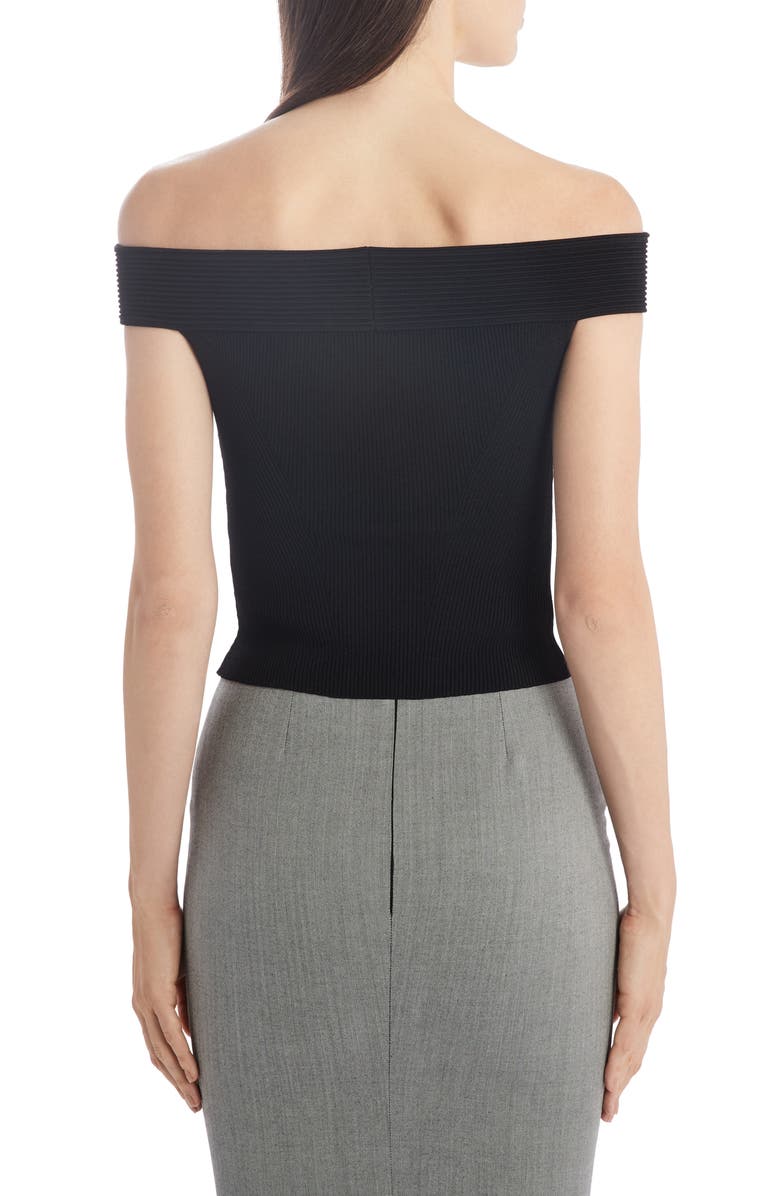 McQueen Alexander McQueen Off the Shoulder Rib Sweater, Alternate, color, 