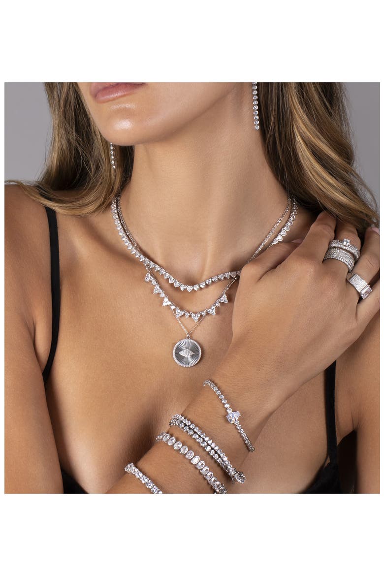 Round Evil Eye Pendant Necklace, Alternate, color, SILVER