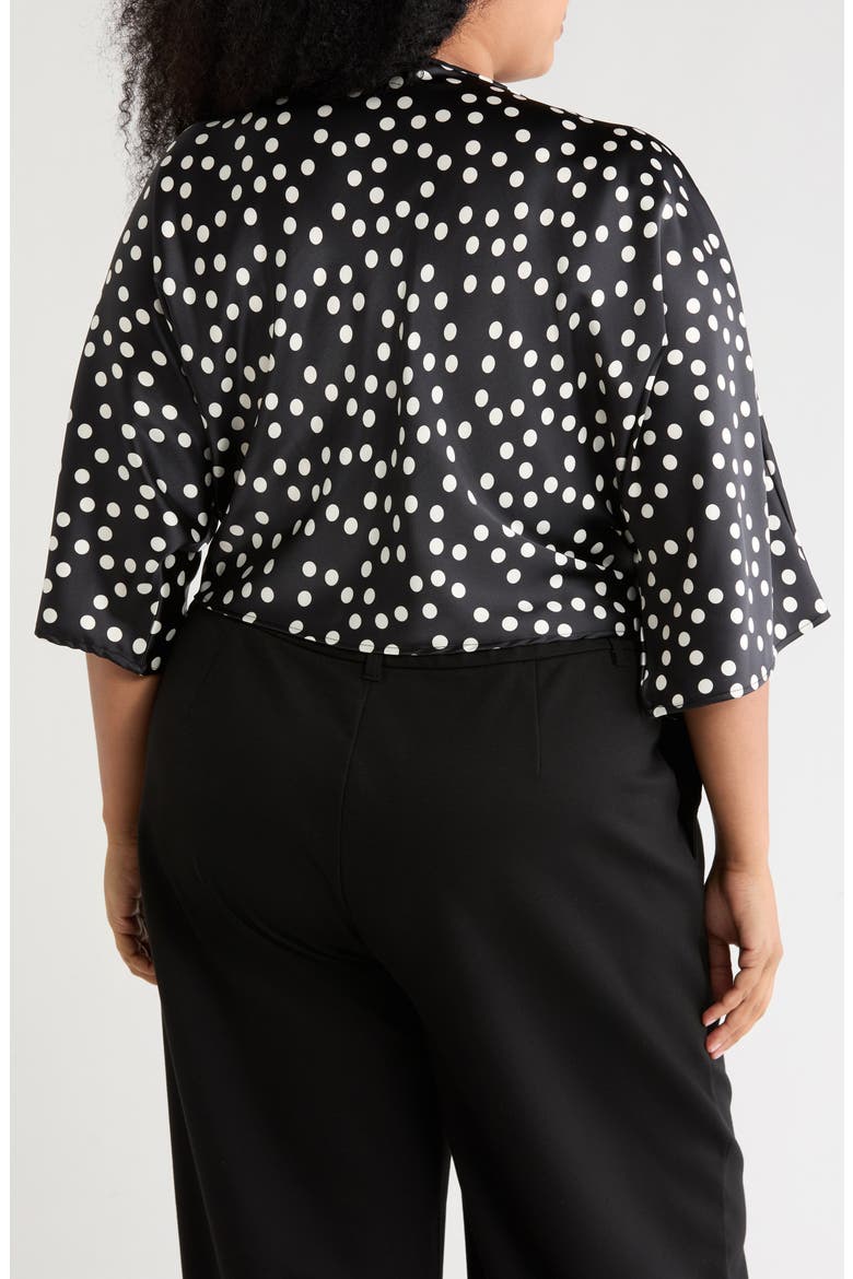 Polka Dot Front Twist Top, Alternate, color, BLACK