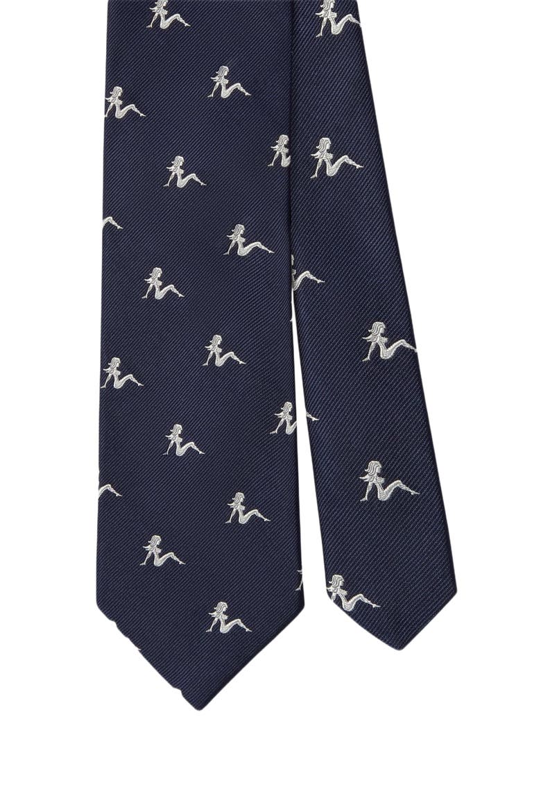 Robert Best Of Class Pin-up Silhouette Silk Tie, Main, color, Blue