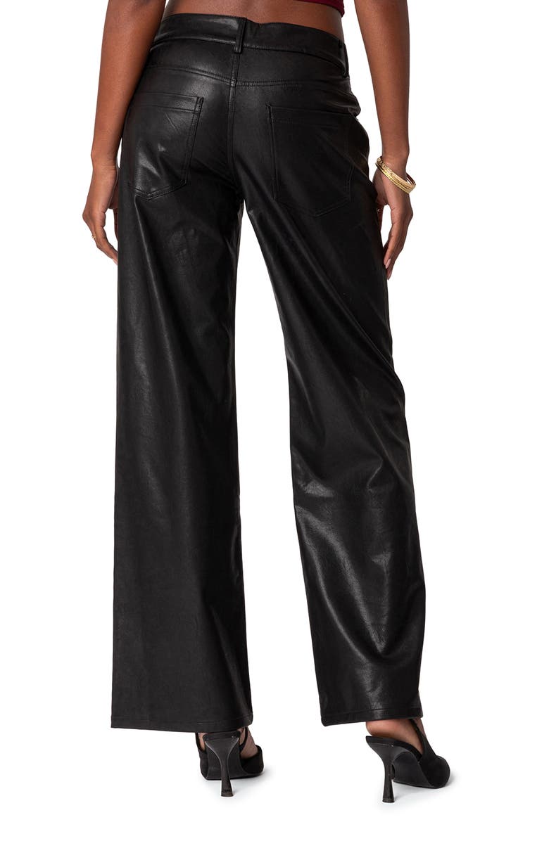 EDIKTED Straight Leg Faux Leather Jeans, Alternate, color, Black