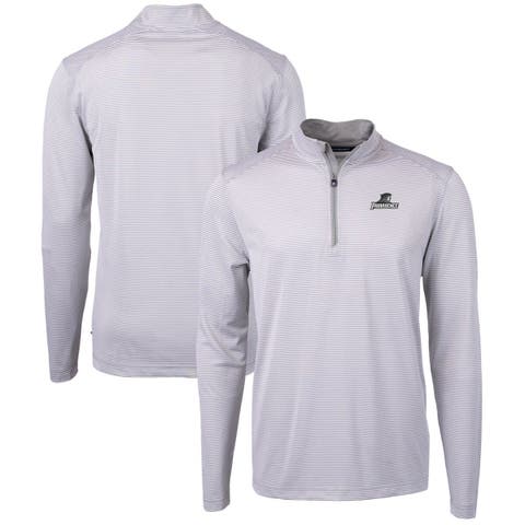 Men's Cutter & Buck  Gray/White Providence Friars Big & Tall Virtue Eco Pique Micro Stripe Recycled Quarter-Zip Pullover Top