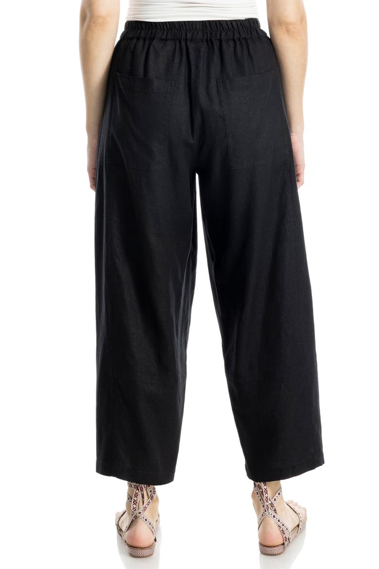 Crop Linen Blend Barrel Leg Pants, Alternate, color, BLACK