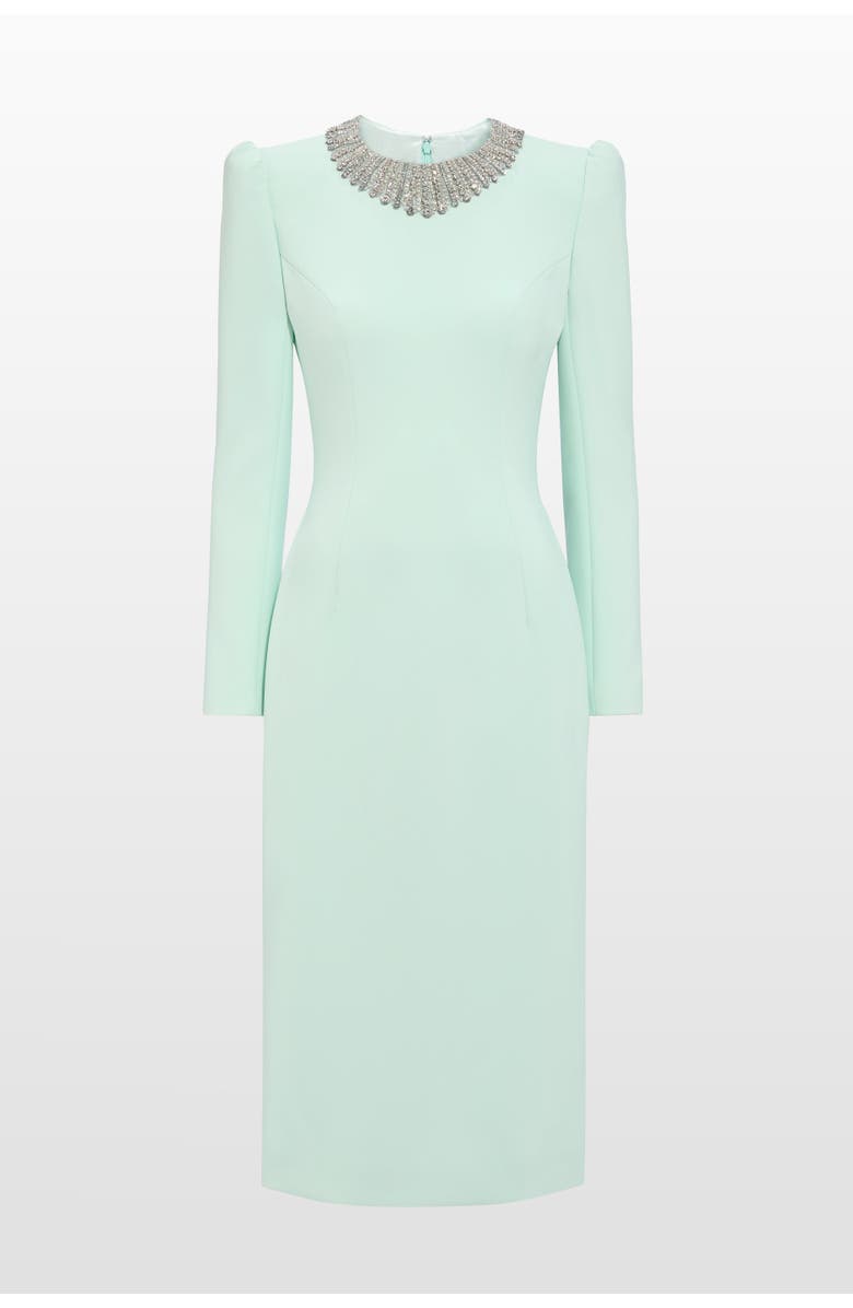 Jenny Packham Cora Long-Sleeve Midi Dress, Main, color, Lagoon
