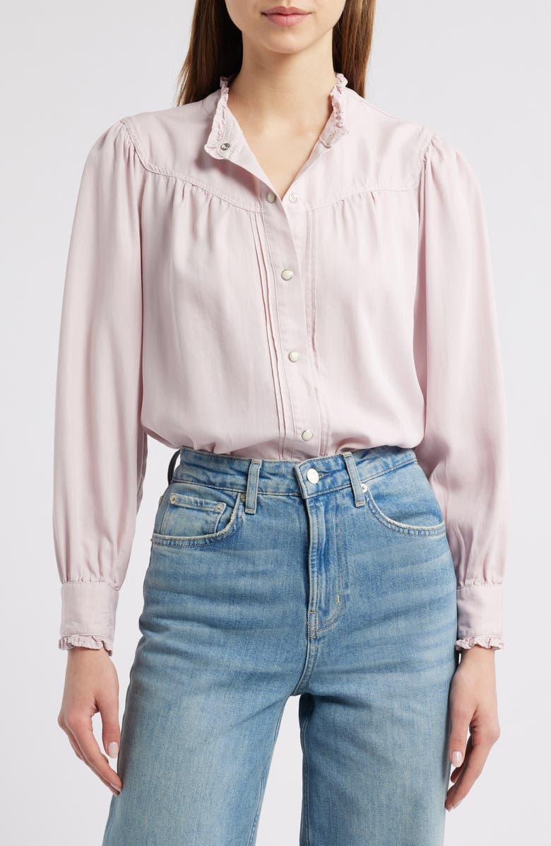 Rails Alanna Ruffle Denim Snap-Up Shirt, Main, color, 