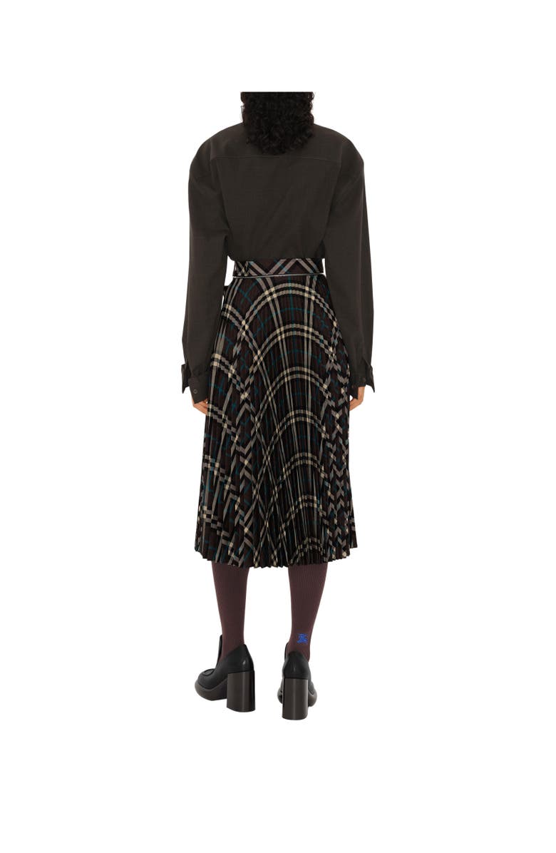 Burberry Pleated Check Wool Blend Midi Skirt, Alternate, color,