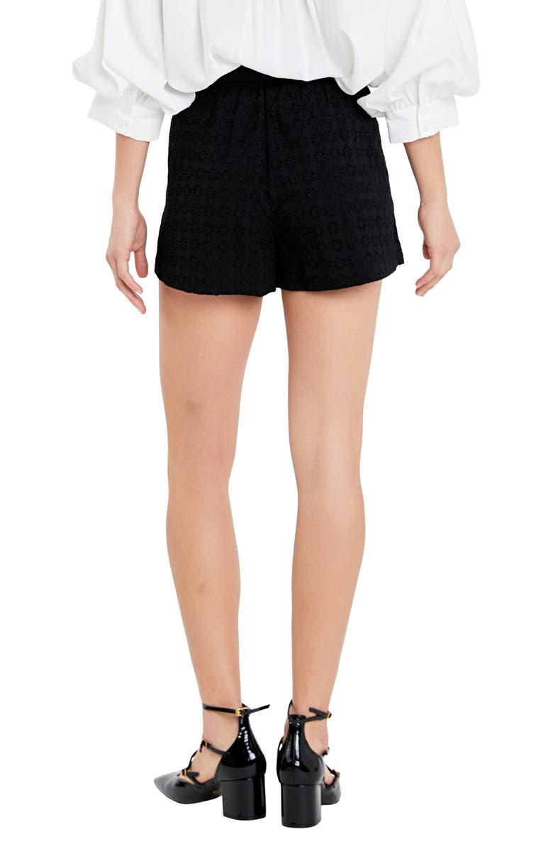 English Factory Floral Embroidered Cotton Shorts, Alternate, color, Black
