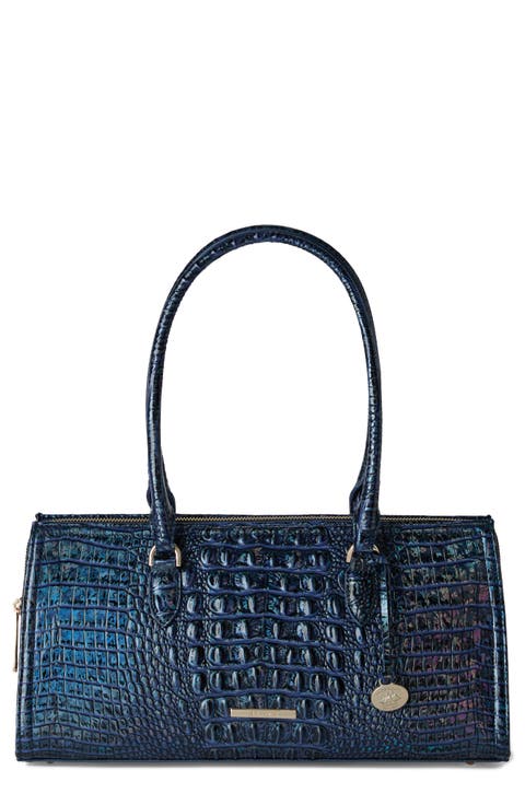 Sophia Croc Embossed Leather Satchel