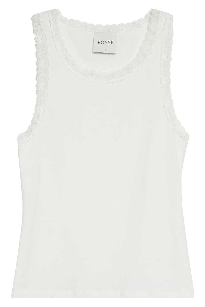 Roberta Lace Trim Cotton Tank, Alternate, color, IVORY