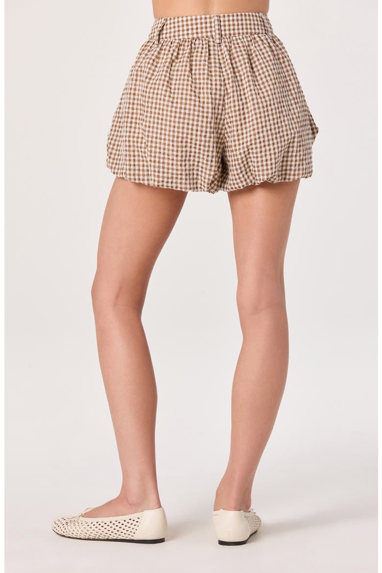 Margeen Cotton Gingham Bubble Shorts, Alternate, color, BROWN GINGHAM