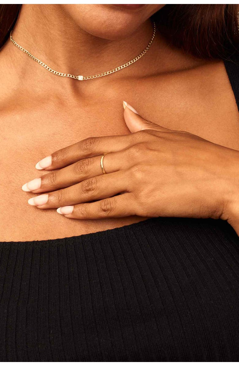 Oradina 14K Gold Dazzle Me Curb Choker Necklace, Alternate, color, Gold - White Zirconia